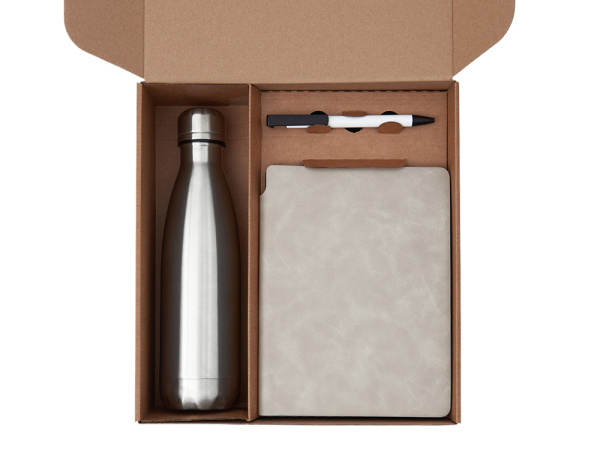 Набор «Teanote» с термобутылкой, блокнотом, ручкой и чаем, Цвет белый, бежевый