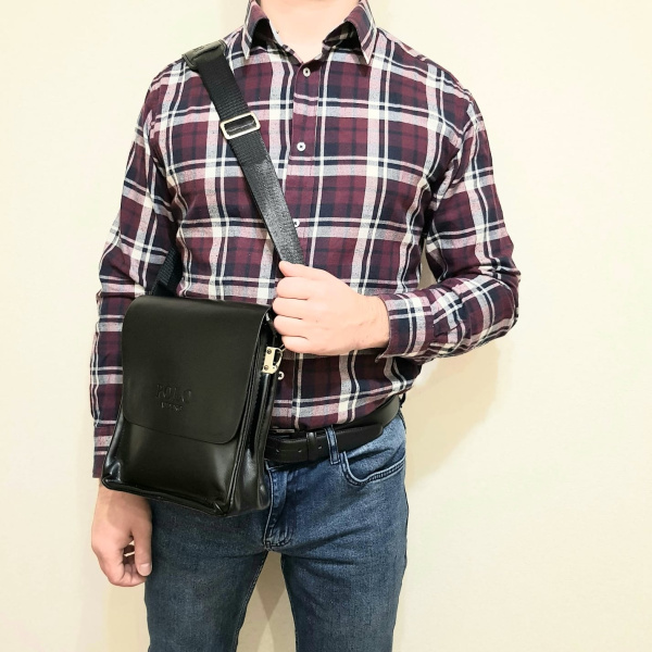 Мужская сумка POLO Videng с плечевым ремнем КОЖА! (Живые фото)