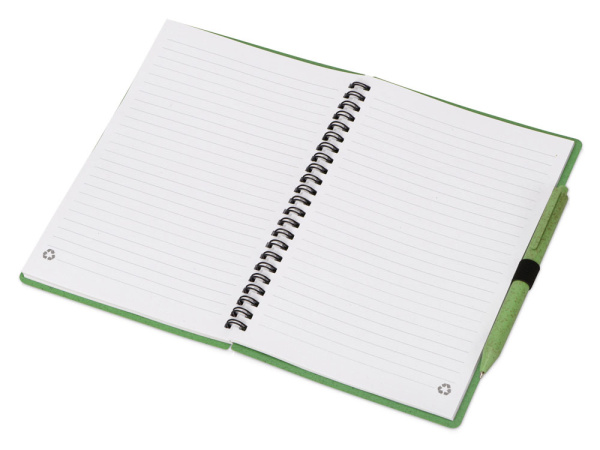 Блокнот А5 «Toledo M» с обложкой из пшеницы и пластика и шариковой ручкой, Размер A5, Цвет зеленый