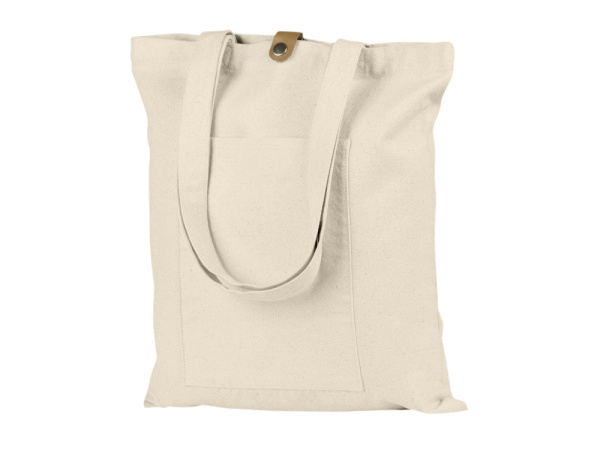 Cумка «Clip» из хлопка 340 г/м2 с застежкой из экокожи, Цвет натуральный