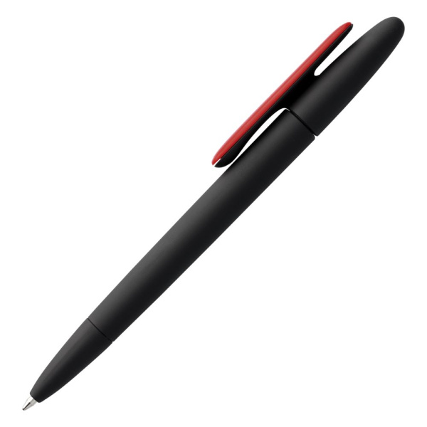 Ручка шариковая Prodir DS5 TRR-P Soft Touch, черная с красным, 14,4х1,1 см