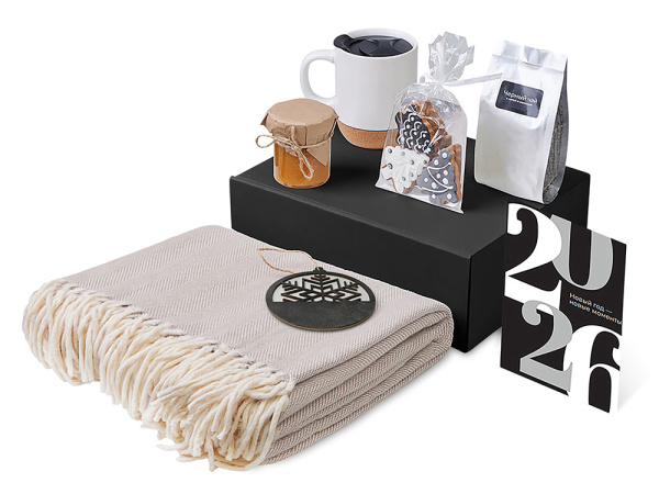 Подарочный набор «Re:Nest» с пледом, кружкой и вареньем, Цвет белый