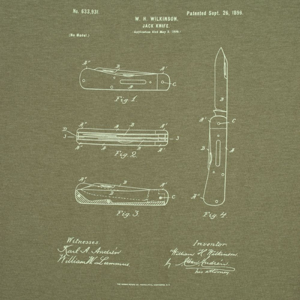 Футболка приталенная Old Patents. Knife, меланж хаки, S–XXL