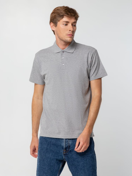 Рубашка поло мужская Spring 210, серый меланж, S–5XL