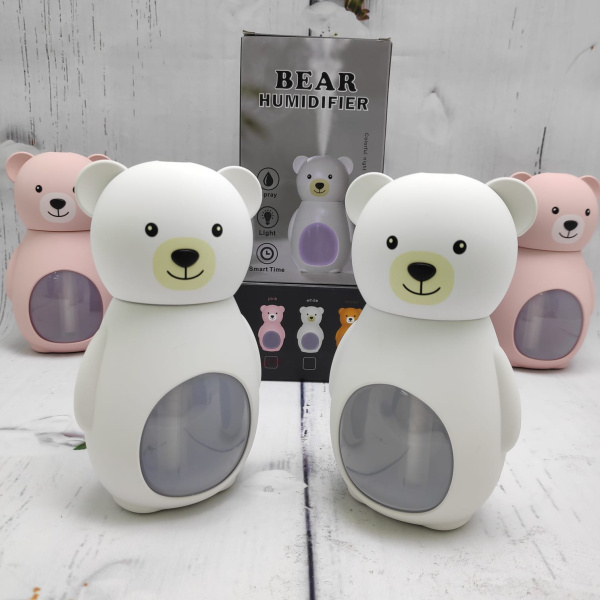 Увлажнитель - аромадиффузор воздуха "Медвежонок" Bear Humidifier с подсветкой, 150 ml,220V Розовый