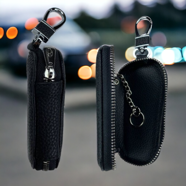 Кожаный чехол для автомобильного ключа Черный / Качественный и универсальный