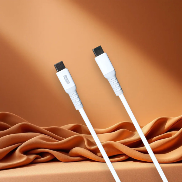 Кабель USB MRM PD89T USB Type-C-C, длина 1200мм, ток 3.1А, мощность 60Вт, белый / Прочный и гибкий для быстрой зарядки