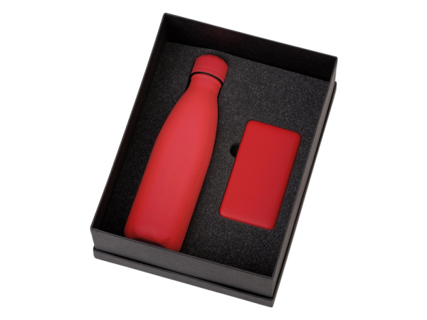 Подарочный набор «COLOR IT» с термобутылкой и повербанком, Размер 5000 mAh, Цвет красный