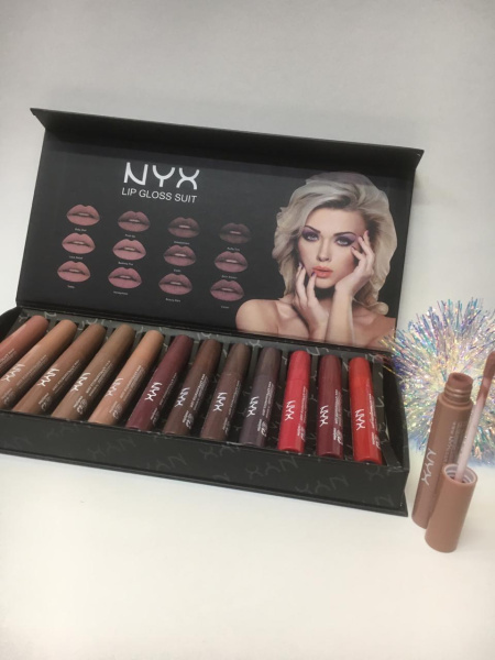 Набор жидких кремовых помад NYX LIP GLOSS SUIT (12 оттенков)