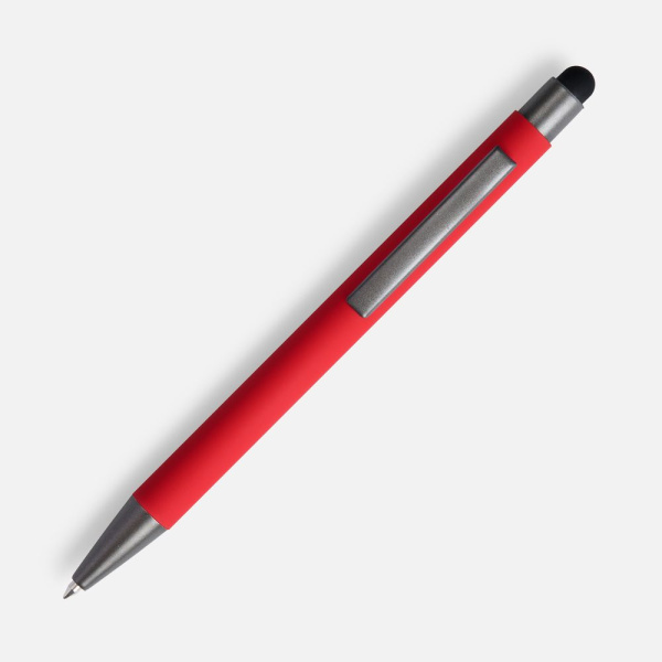 Ручка шариковая Atento Soft Touch со стилусом, красная, 14,2х1 см