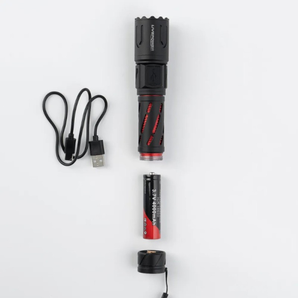 Ручной Светодиодный фонарь CJ13 P50 1500 метров Power Bank / Ультраяркий тактический с сигнализацией