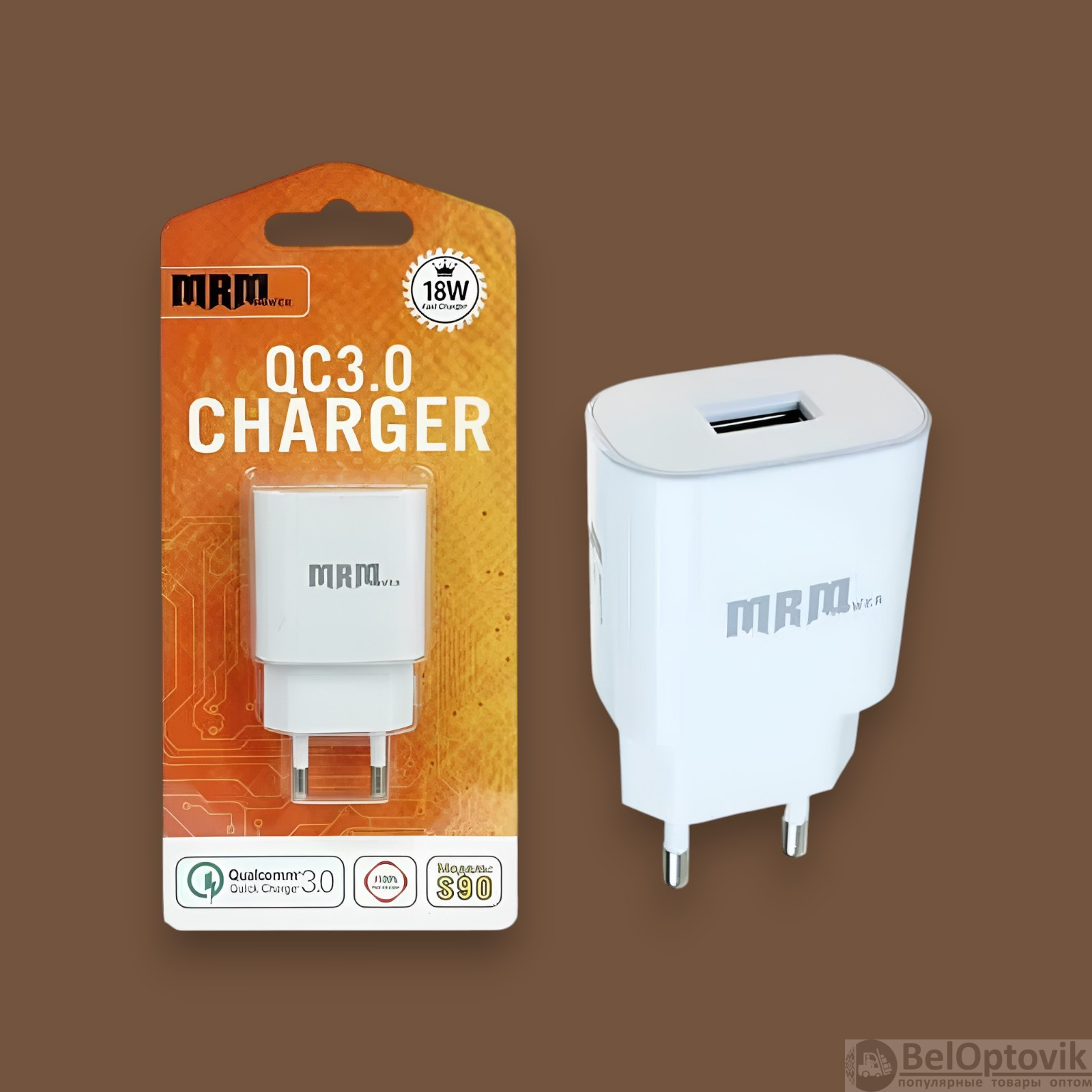 Сетевое зарядное устройство MRM S90 5V/3.1A, 1USB QC3.0, с кабелем Lightning 1м, белый