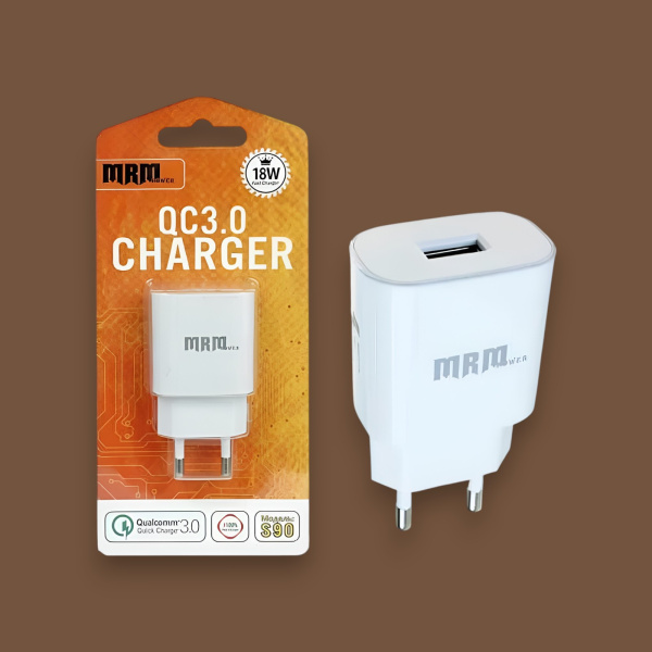 Сетевое зарядное устройство MRM S90 5V/3.1A, 1USB QC3.0, с кабелем Lightning 1м, белый