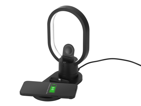 Беспроводная зарядная станция 4-в-1 «Portal» c лампой, 15 Вт, Цвет черный