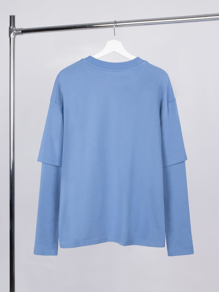 Футболка оверсайз с двойным рукавом Kosmos, синяя, XS–XXL