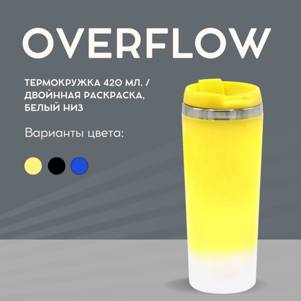 Термокружка Overflow 420 мл. / Двойнная раскраска, белый низ