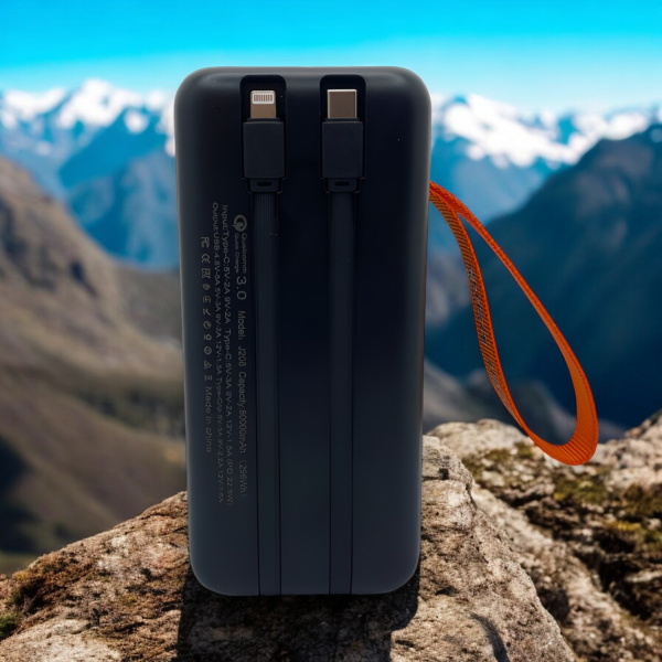 Внешний аккумулятор hoco J208, 80000 мАч, с быстрой зарядкой 22.5W QC 3.0, разъемы USB и USB-C, черный / Зарядка без границ для долгих путешествий
