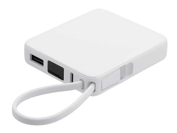 Внешний аккумулятор со встроенным кабелем USB-C «Дэнси», 5000 мАч, Цвет белый