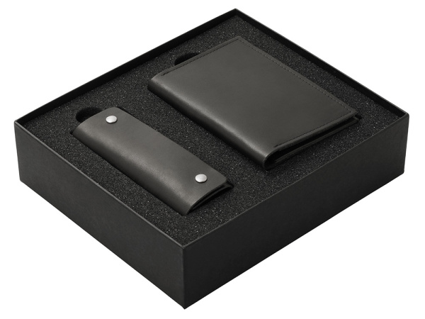 Подарочный набор Long River: обложка для паспорта, ключница, Размер Без лого, Цвет черный