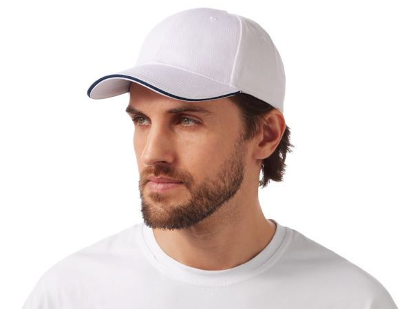 Бейсболка «Cancun», Цвет белый, темно-синий