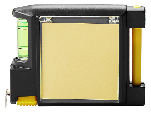 Рулетка на 2 м с уровнем и блоком для записей «Nerd», Цвет черный, желтый