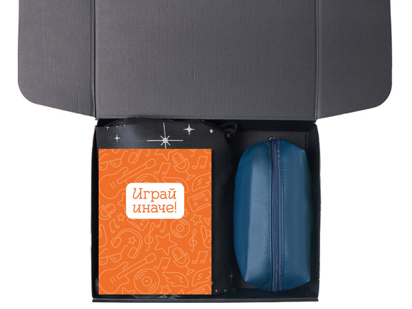 Подарочный набор «Re:y. Boost» с кофемашиной, капсулами и косметичкой, Цвет синий