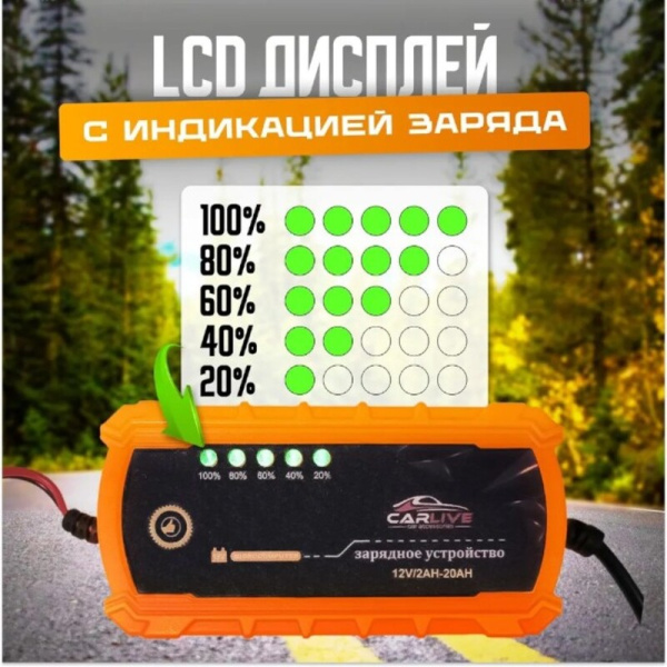 Зарядное для автомобиля Carlive UPS02 12V.2A-20A / Надежное и безопасное