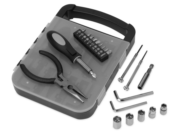 Набор инструментов в пластиковом кейсе «Fixit», Цвет черный, прозрачный