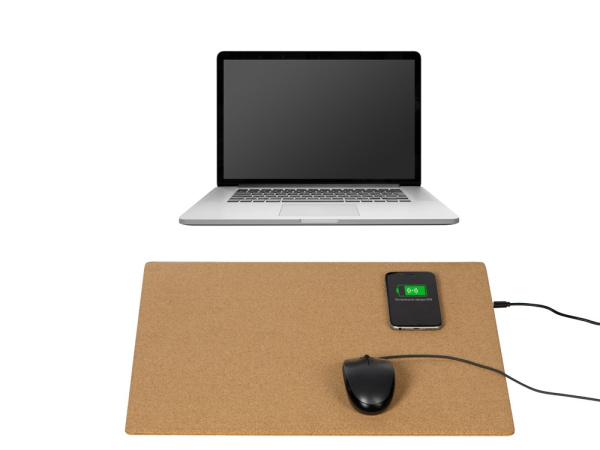 Пробковый коврик для рабочего места с беспроводной зарядкой «Querсus», Цвет натуральный