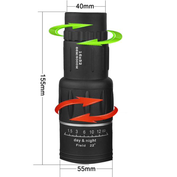 Монокуляр (монокль) Bushnell 16x52, 16 кратный зум, 8000 м, двойной фокус