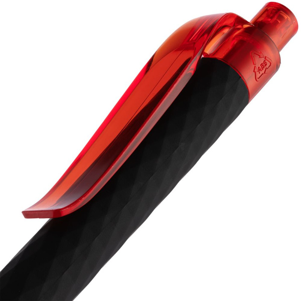 Ручка шариковая Prodir QS01 PRT-T Soft Touch, черная с красным, 14х1 см