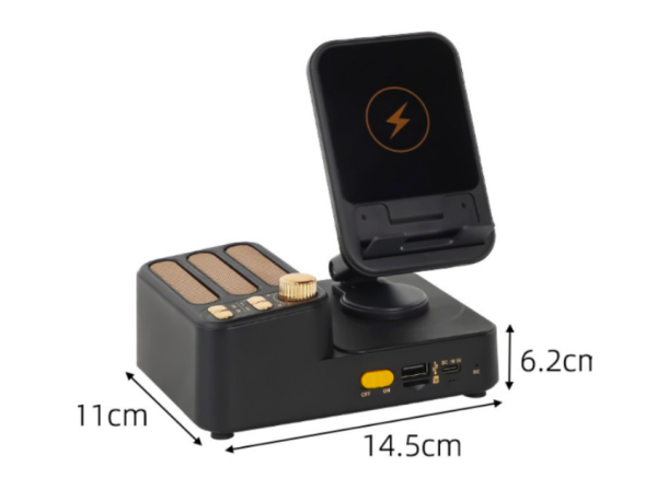 Настольный держатель для телефона F115 WIRELESS 3 в 1 с Bluetooth-динамиком