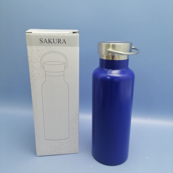 Стильная и модная термобутылка Sakura, 500 мл, синий, черный, белый цвета / Отлично держит температуру напитков
