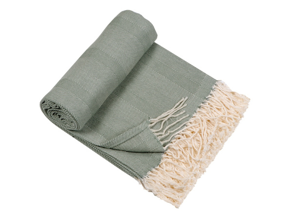 Плед «Hild» из натурального хлопка, Цвет темно-зеленый