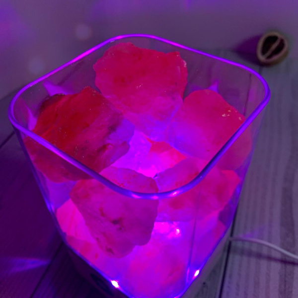 Соляной ионизирующий светильник-ночник «Crystal Salt Lamp» с розовой гималайской солью 0,7 кг