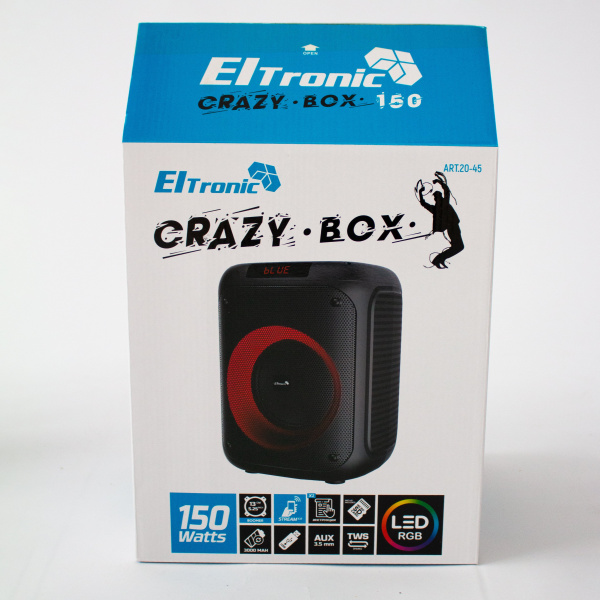 Портативная беспроводная bluetooth колонка  Eltronic CRAZY BOX 150 Watts арт. 20-45 с LED-подсветкой