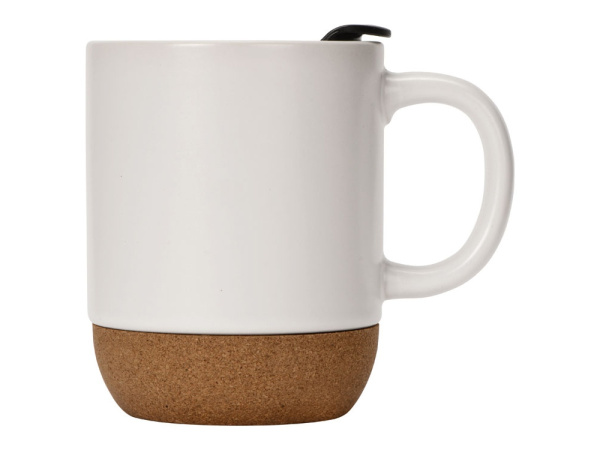 Кружка с пробковым дном и крышкой «Denpasar», Цвет белый матовый
