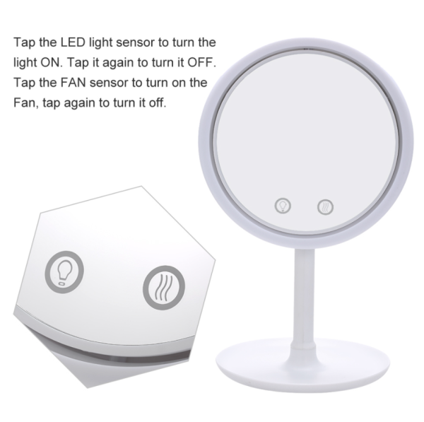 Зеркало с подсветкой LED FAN MIRROR вентилятором/мини зеркалом 5-ти кратным увеличением (!!!Хлопай р