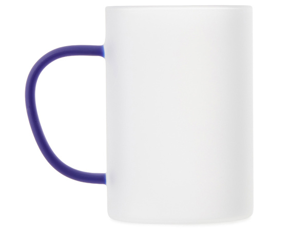 Стеклянная матовая кружка для сублимации «Акцент», Цвет белый/синий