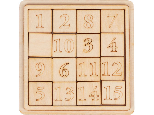 Деревянная головоломка «Пятнашки», Цвет натуральный