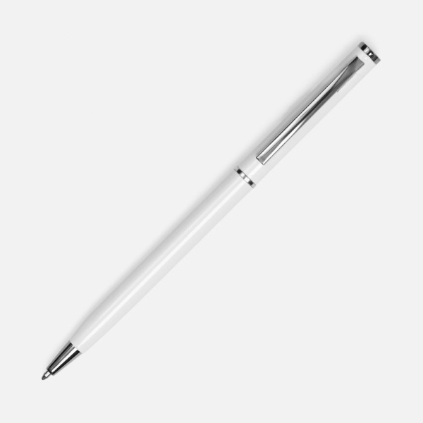 Ручка шариковая Hotel Chrome, ver.2, глянцевая белая, 13х0,7 см