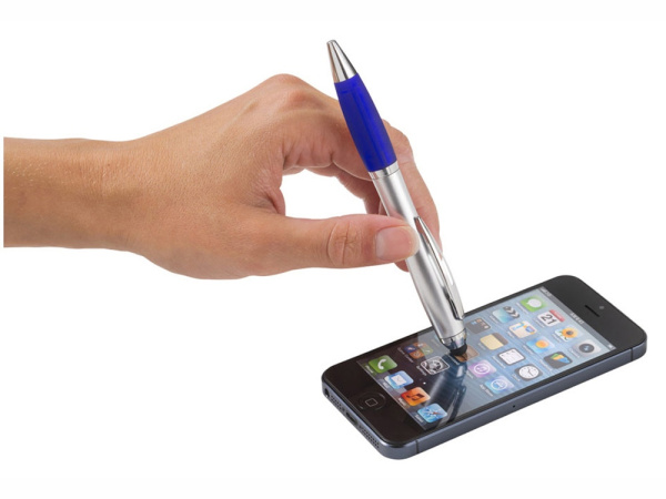 Ручка-стилус шариковая «Nash», Цвет серебристый/синий