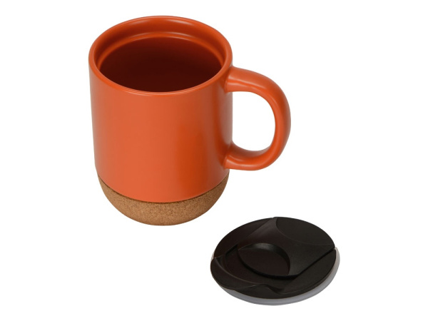 Кружка с пробковым дном и крышкой «Denpasar», Цвет оранжевый матовый