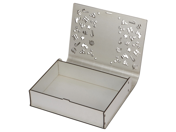 Деревянная коробка с резной крышкой «Книга», L, Размер L, Цвет серебристый