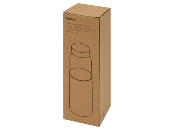 Стеклянная бутылка для воды в силиконовом чехле «Refine», Цвет черный