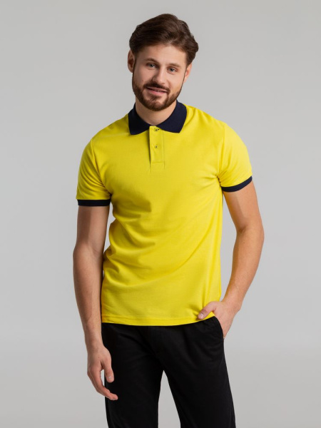 Рубашка поло Prince 190, желтая с темно-синим, XS–XXL