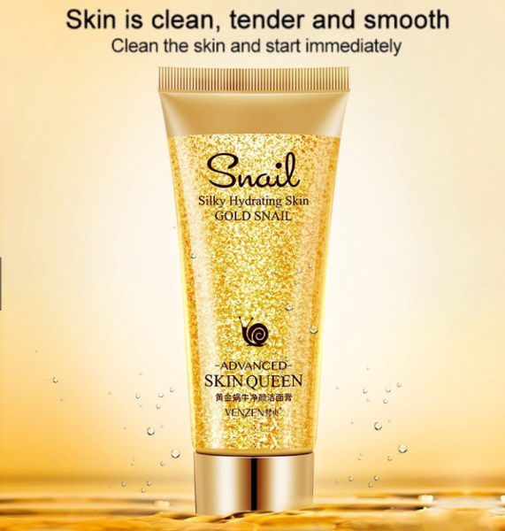 Пенка для умывания VENZEN SKIN QUEEN Silky Hydrating Skin Gold Snail с фильтратом улитки и 24К золот