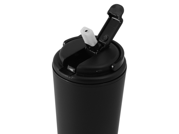 Термокружка с трубочкой «Moment Straw», 350 мл, Цвет черный