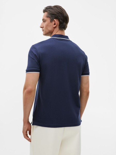 Рубашка поло унисекс Palermo, темно-синяя с белым, XS–3XL