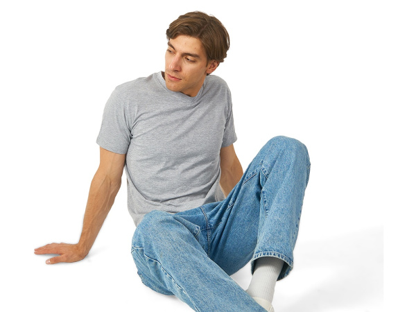 Футболка «Heavy Super Club» мужская с V-образным вырезом, Размер XL, Цвет серый меланж